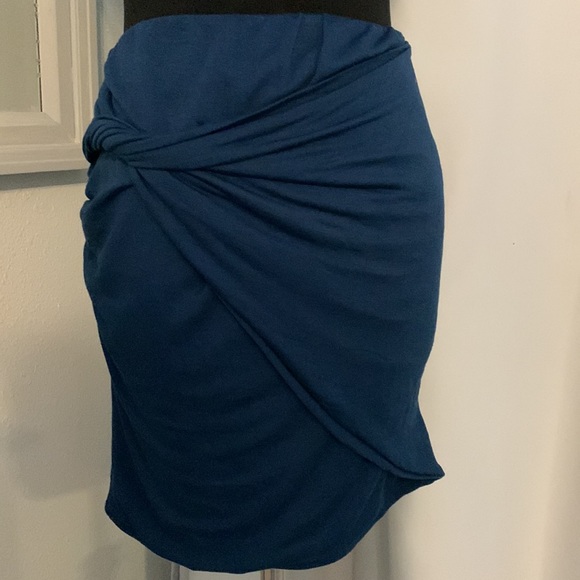 Free People Twist Mini Skirt | Blue | Ruched | Twist Front | SZ Small Petite - Picture 1 of 11